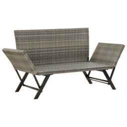 Berkfield Home Garden Bench with Cushions Grey 176 cm Poly Rattan - thumbnail 6