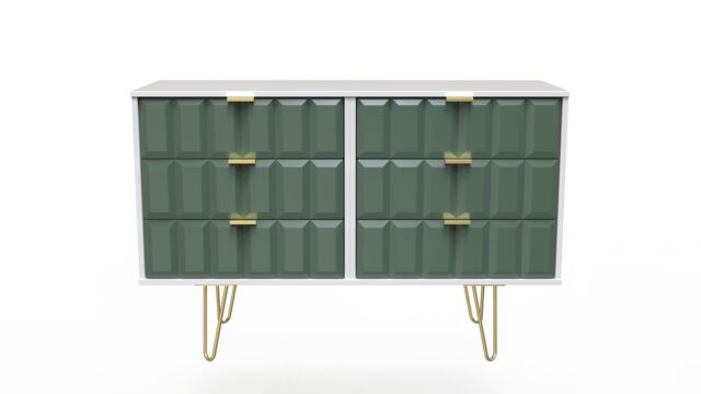 Ready Assembled 2 U Metro 6 Drawer Wide Chest (Ready Assembled) in Green - image 1