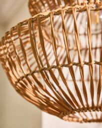 Dibor Traditional Rattan Pot Bellied Easy Fit Decor Ceiling Shade H29xD29cm in Beige - thumbnail 3