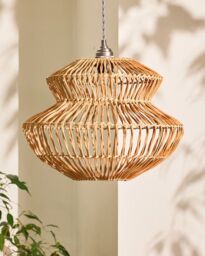 Dibor Traditional Rattan Pot Bellied Easy Fit Decor Ceiling Shade H29xD29cm in Beige - thumbnail 2