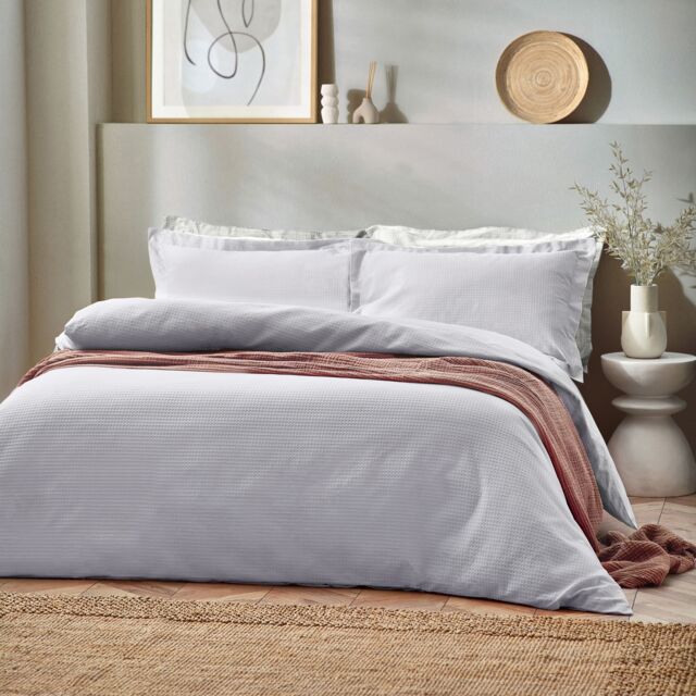 Yard Waffle Textured 100% Cotton Duvet Cover Set in Silver - Size: King - image 1