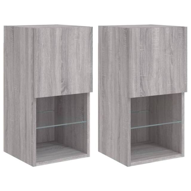 Berkfield Home TV Cabinets with LED Lights 2 pcs Grey Sonoma 30.5x30x60 cm - image 1