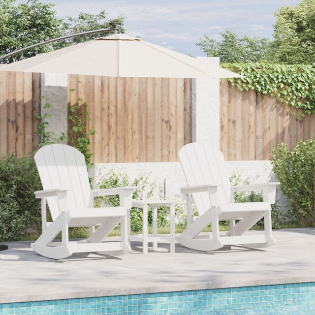 Berkfield Home Garden Lounge Set 3 pcs White Standard 38 x 38 x 46 cm HDPE