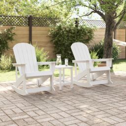 Berkfield Home Garden Lounge Set 3 pcs White Standard 38 x 38 x 46 cm HDPE - thumbnail 4