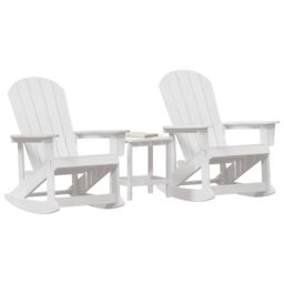 Berkfield Home Garden Lounge Set 3 pcs White Standard 38 x 38 x 46 cm HDPE - thumbnail 3