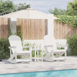 Berkfield Home Garden Lounge Set 3 pcs White Standard 38 x 38 x 46 cm HDPE - thumbnail 1