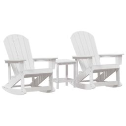 Berkfield Home Garden Lounge Set 3 pcs White Standard 38 x 38 x 46 cm HDPE - thumbnail 2
