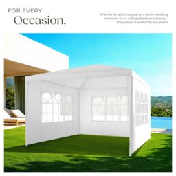 tectake Gazebo Barinas with 3 side panels, water-resistant, 3x3m in White - Size: Large - thumbnail 7