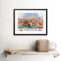"Artery8 Travel Lincoln England British Railwayss 12x16"" Framed Wall Art Print - Size: W12"" x H16""" - thumbnail 2