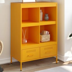 Berkfield Home Highboard Mustard Yellow 68x39x101.5 cm Steel - thumbnail 1