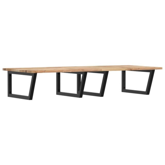 Berkfield Home Basin Shelf Wall Mounted Steel & Solid Wood Acacia in Brown - image 1