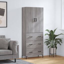 Berkfield Home Highboard Grey Sonoma 69.5x34x180 cm Engineered Wood - thumbnail 1