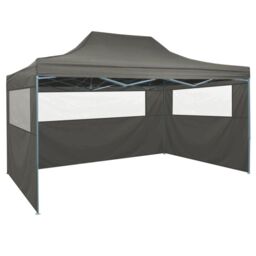 Berkfield Home Foldable Tent with 3 Walls 3x4.5 m Anthracite in Black