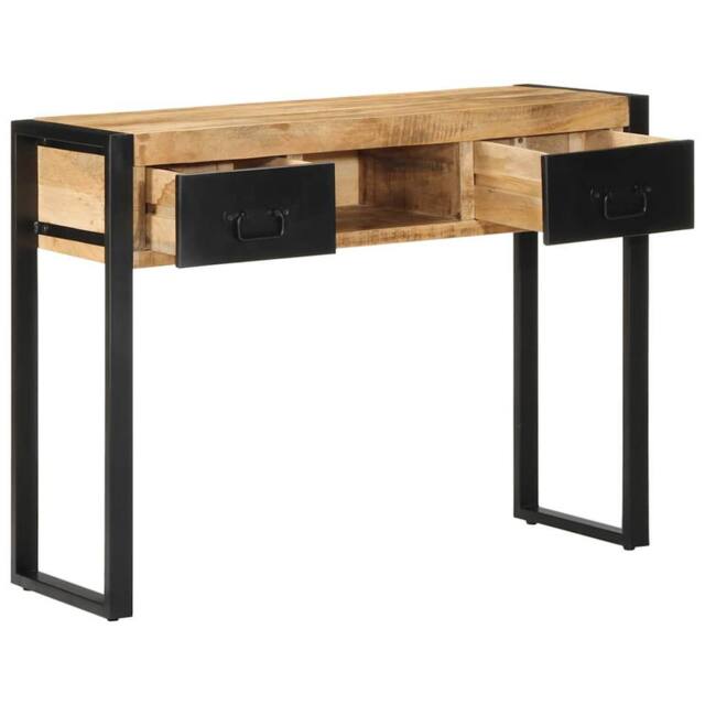 Berkfield Home Beautiful Console Table 100x35x75 cm Solid Rough Wood Mango in Brown - Size: 100 x 35 x 75 cm - image 1