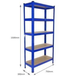 Monstershop Monster Racking T-Rax Heavy Duty Shelving Units, Blue, 75cm W, 30cm D in Blue - thumbnail 5