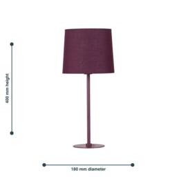 First Choice Lighting Colours - Burgundy 40cm Table Lamp with Fabric Shade - thumbnail 5