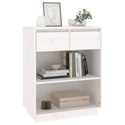 Berkfield Home Console Cabinet White 60x34x75 cm Solid Wood Pine - Size: 60 x 34 x 75 cm - thumbnail 4