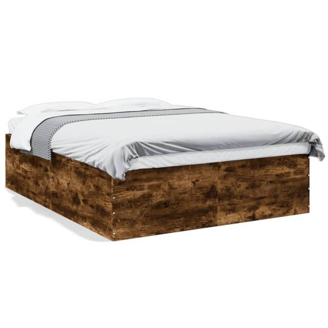 Berkfield Home Bed Frame without Mattress Smoked Oak 150x200 cm King Size in Brown - image 1