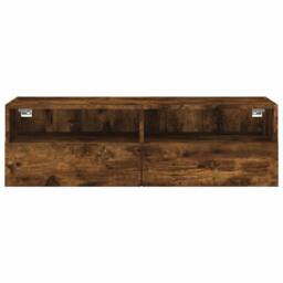 Berkfield Home TV Wall Cabinet Smoked Oak 100x30x30 cm Engineered Wood in Brown - Size: 100 x 30 x 30 cm - thumbnail 7
