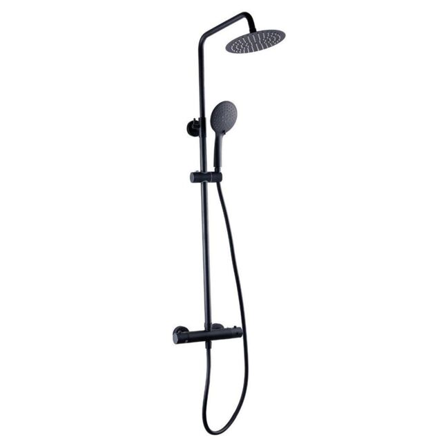 Clifton Matt Black Shower with Overhead Drencher & Hung Sliding Handset
