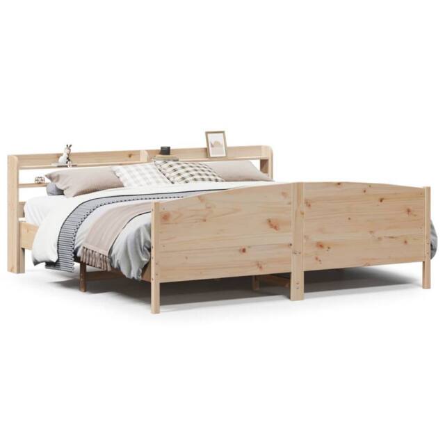 Berkfield Home Bed Frame without Mattress 180x200 cm Super King Solid Wood Pine in Light Tan - image 1
