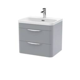 Balterley Aldershawe 2 Drawer, Thin Edge Ceramic Basin, 600mm, Grey, Wall Hung in Grey
