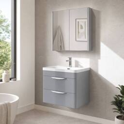 Balterley Aldershawe 2 Drawer, Thin Edge Ceramic Basin, 600mm, Grey, Wall Hung in Grey - thumbnail 4
