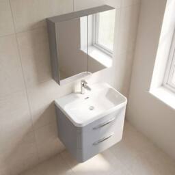 Balterley Aldershawe 2 Drawer, Thin Edge Ceramic Basin, 600mm, Grey, Wall Hung in Grey - thumbnail 3