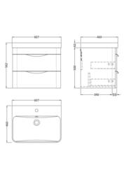 Balterley Aldershawe 2 Drawer, Thin Edge Ceramic Basin, 600mm, Grey, Wall Hung in Grey - thumbnail 5