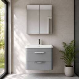Balterley Aldershawe 2 Drawer, Thin Edge Ceramic Basin, 600mm, Grey, Wall Hung in Grey - thumbnail 6