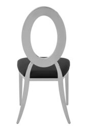 Orsina Luxe Round Back Dining Chair, Elegant Silver Armless Accent Chair, Black Velvet Upholstered Modern Chair - thumbnail 4