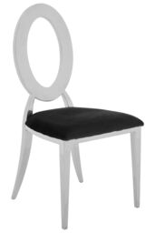 Orsina Luxe Round Back Dining Chair, Elegant Silver Armless Accent Chair, Black Velvet Upholstered Modern Chair - thumbnail 2