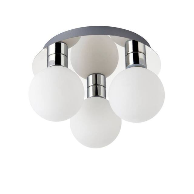 First Choice Lighting Nectar - Flush Ceiling Light Chrome with Opal Glass Shades in Silver - image 1