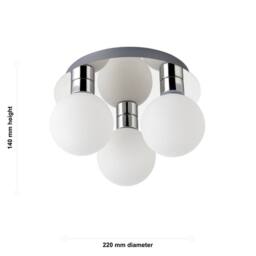 First Choice Lighting Nectar - Flush Ceiling Light Chrome with Opal Glass Shades in Silver - thumbnail 5