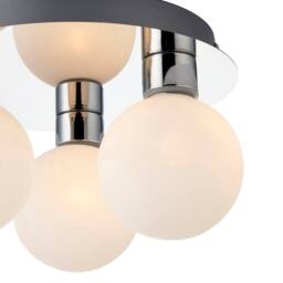 First Choice Lighting Nectar - Flush Ceiling Light Chrome with Opal Glass Shades in Silver - thumbnail 2