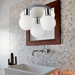 First Choice Lighting Nectar - Flush Ceiling Light Chrome with Opal Glass Shades in Silver - thumbnail 7