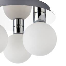 First Choice Lighting Nectar - Flush Ceiling Light Chrome with Opal Glass Shades in Silver - thumbnail 4