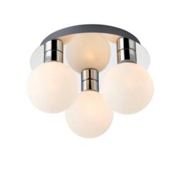 First Choice Lighting Nectar - Flush Ceiling Light Chrome with Opal Glass Shades in Silver - thumbnail 3