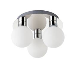 First Choice Lighting Nectar - Flush Ceiling Light Chrome with Opal Glass Shades in Silver
