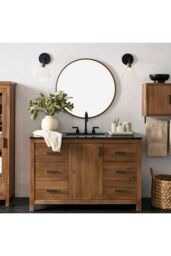 Living and Home 60cm Black LED Round Bathroom Wall Mirror with Hanging Strap - Front-Lit, Anti-Fog, Touch Control & 3-Colour Dimming - thumbnail 2