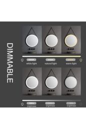 Living and Home 60cm Black LED Round Bathroom Wall Mirror with Hanging Strap - Front-Lit, Anti-Fog, Touch Control & 3-Colour Dimming - thumbnail 3