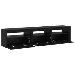 Berkfield Home TV Cabinets 2 pcs with LED Lights Black Oak Engineered Wood - thumbnail 6