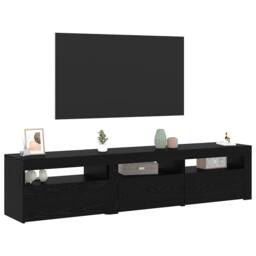 Berkfield Home TV Cabinets 2 pcs with LED Lights Black Oak Engineered Wood - thumbnail 3
