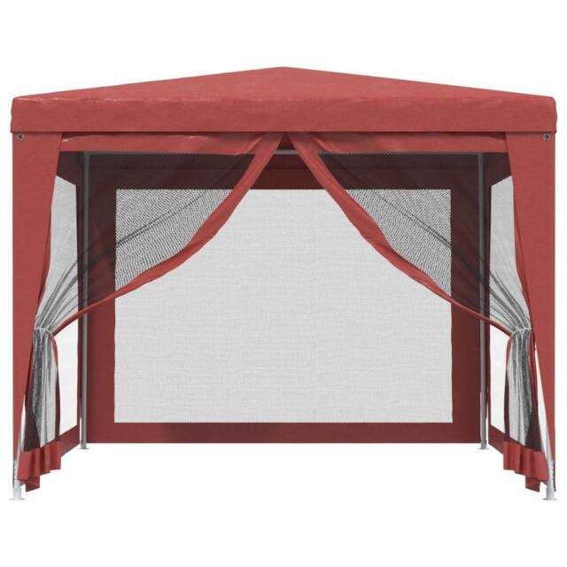 Berkfield Home Party Tent with 4 Mesh Sidewalls Red 3x3 m HDPE - image 1