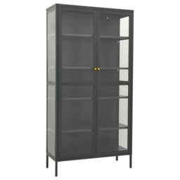 Berkfield Home Display Cabinet Anthracite 90x40x180 cm Steel & Tempered Glass in Black - Size: 90 x 40 x 180 cm - thumbnail 2