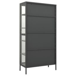 Berkfield Home Display Cabinet Anthracite 90x40x180 cm Steel & Tempered Glass in Black - Size: 90 x 40 x 180 cm - thumbnail 6