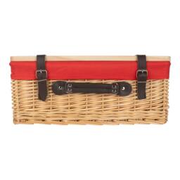 Red Hamper Buff Red Lined Willow Empty Picnic Basket with Pinewood Lid - Size: Medium - thumbnail 4