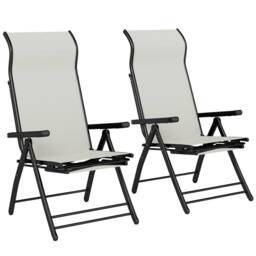 OUTSUNNY Folding Reclining Garden Chairs Set of 2 with Footrest in Light Grey - Size: 120 - thumbnail 2