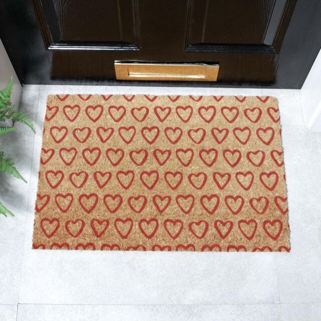 Artsy Mats Hearts Doormat (60 x 40cm) in Brown - Size: 40 cm x 60 cm - image 1