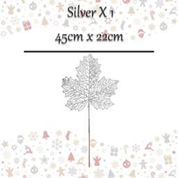 VFM e-Store Christmas Glitter Maple Leaf Spray Decoration 45cm x 22cm Silver X 1 - Size: 45 cm x 22 cm - thumbnail 2
